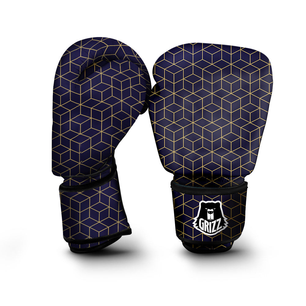 Cube Shape Black Geometric Print Pattern Boxing Gloves-grizzshop