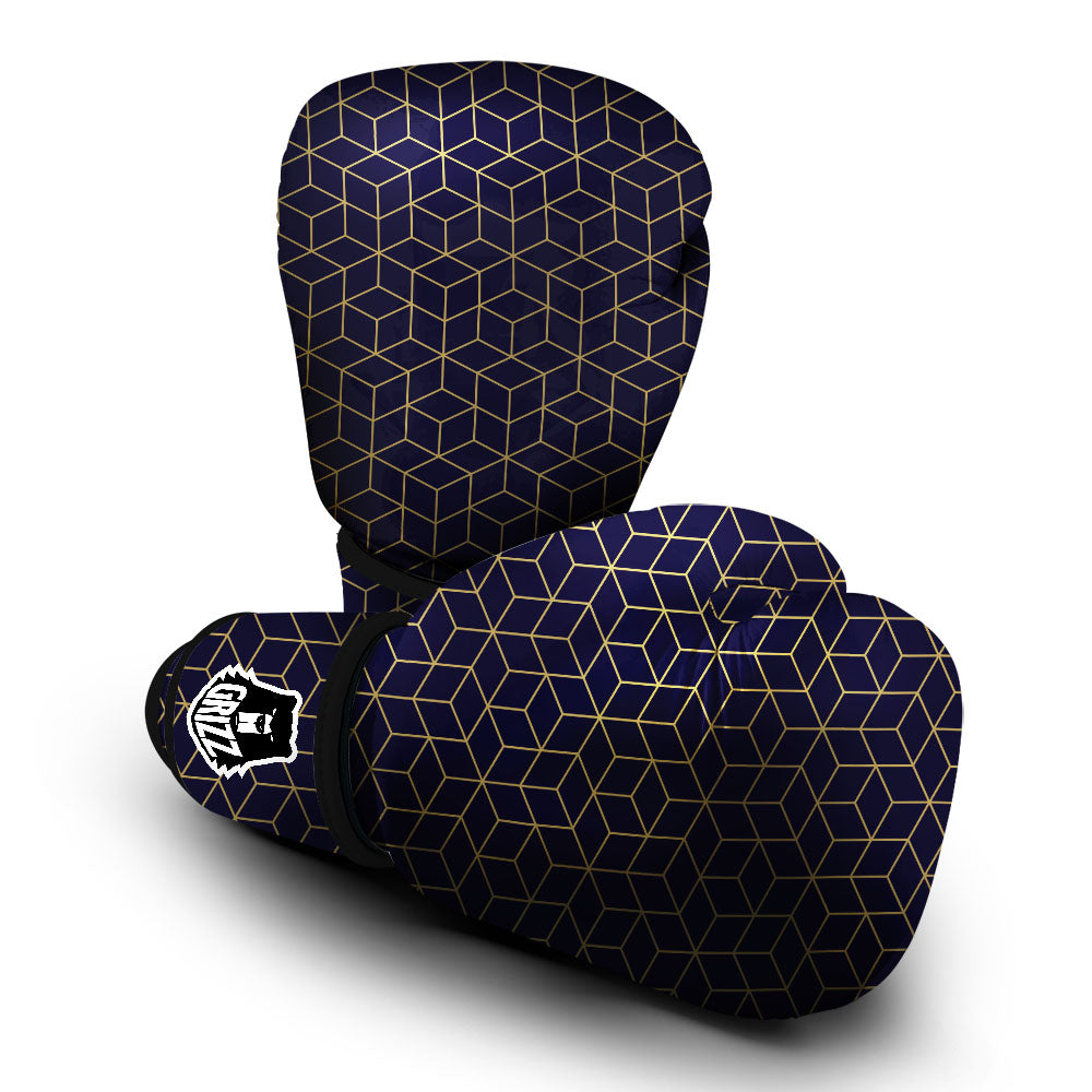 Cube Shape Black Geometric Print Pattern Boxing Gloves-grizzshop