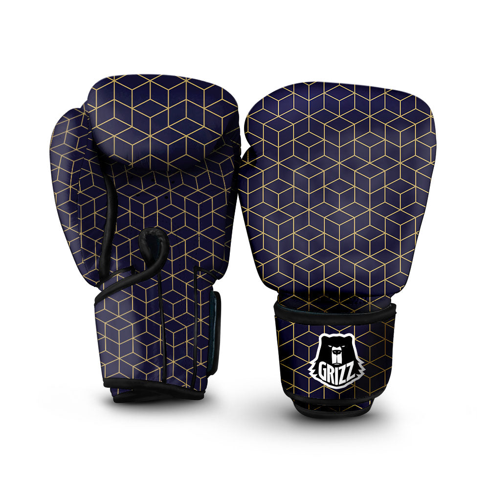 Cube Shape Black Geometric Print Pattern Boxing Gloves-grizzshop