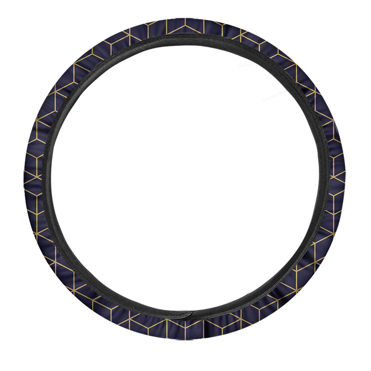 Cube Shape Black Geometric Print Pattern Car Steering Wheel Cover-grizzshop