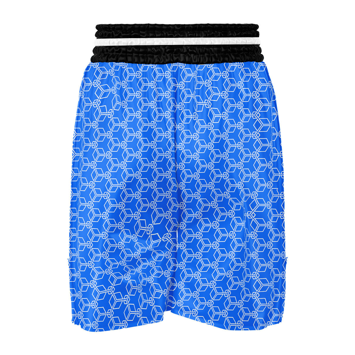 Cube Shape Blue Geometric Print Pattern Boxing Shorts-grizzshop