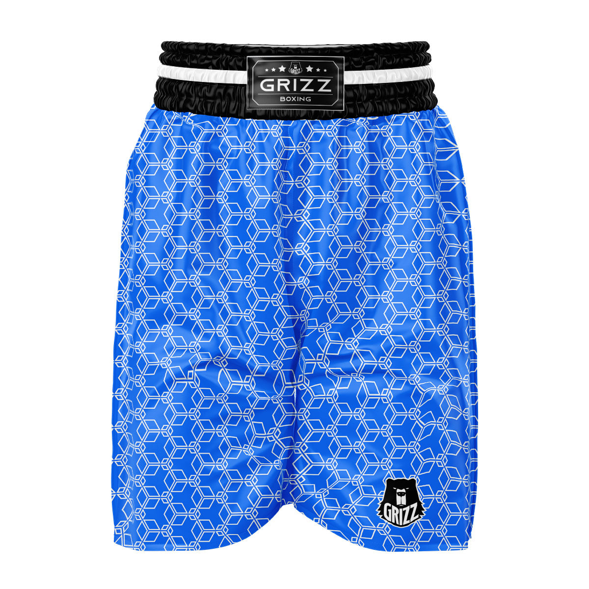 Cube Shape Blue Geometric Print Pattern Boxing Shorts-grizzshop