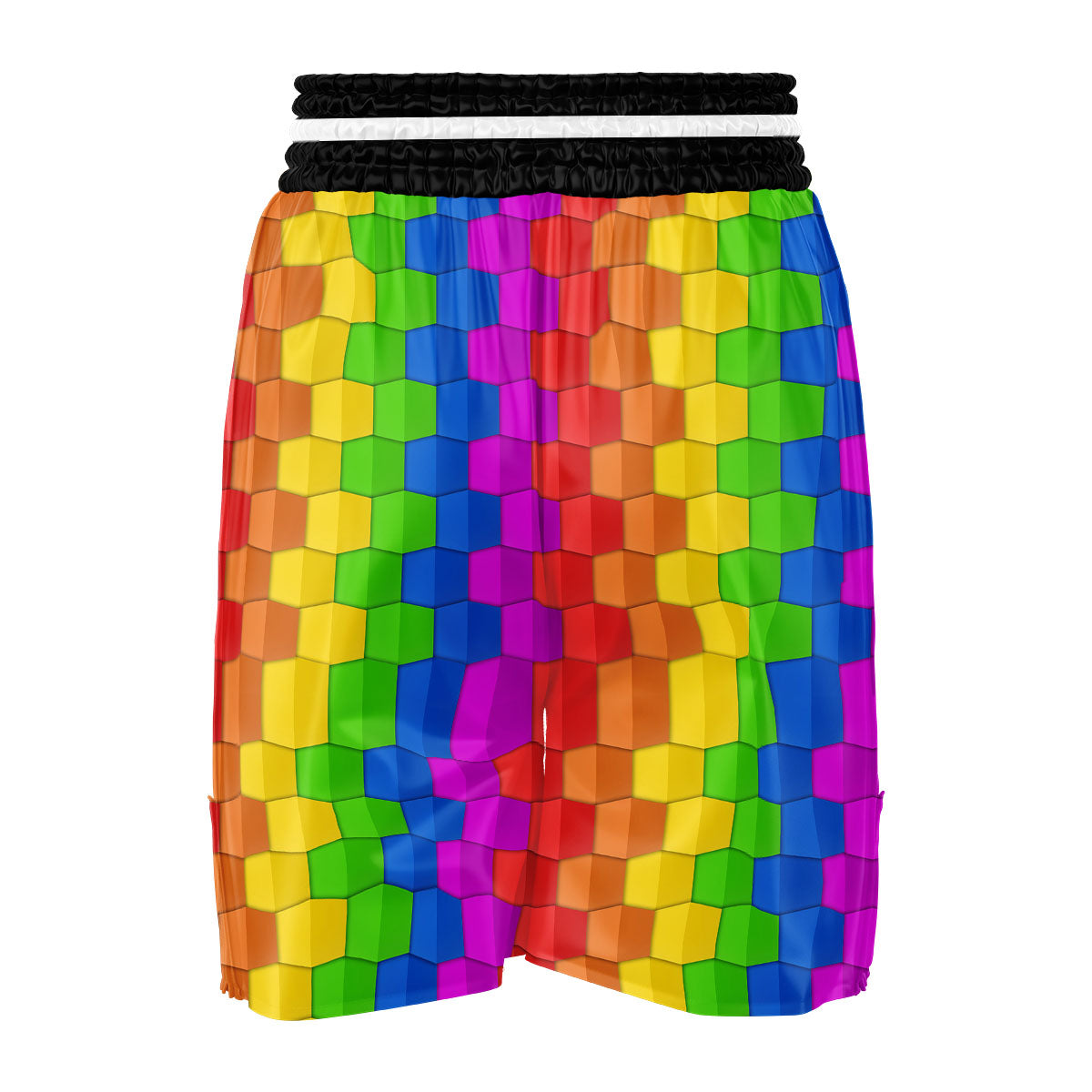 Cubes Rainbow Print Pattern Boxing Shorts-grizzshop