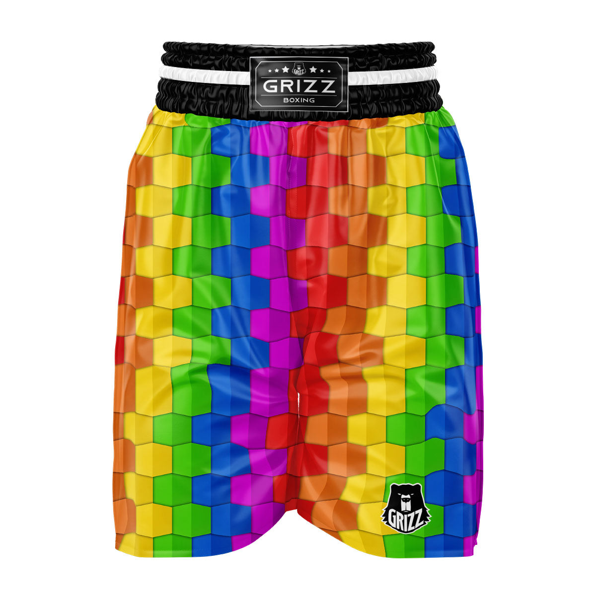 Cubes Rainbow Print Pattern Boxing Shorts-grizzshop