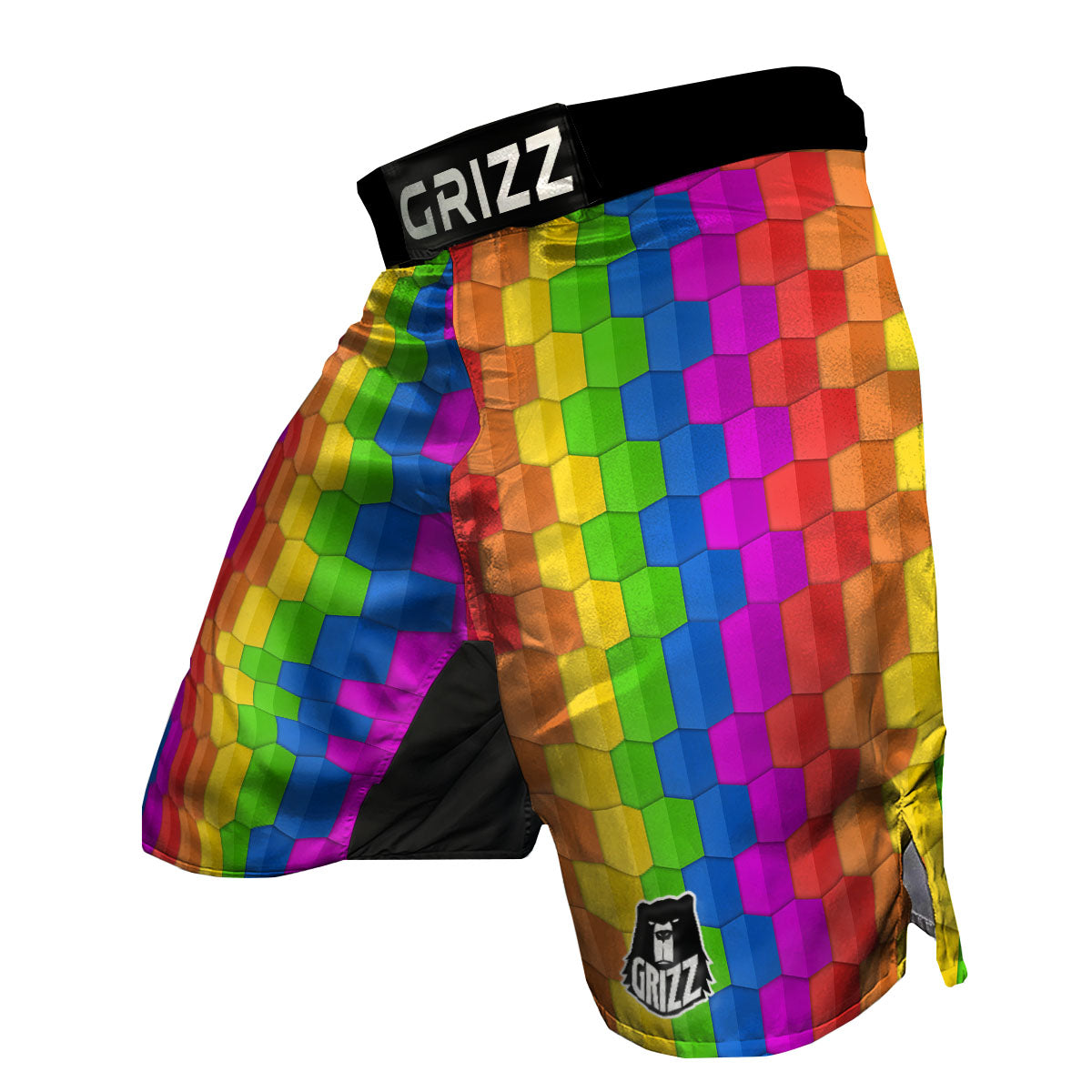 Cubes Rainbow Print Pattern MMA Shorts-grizzshop