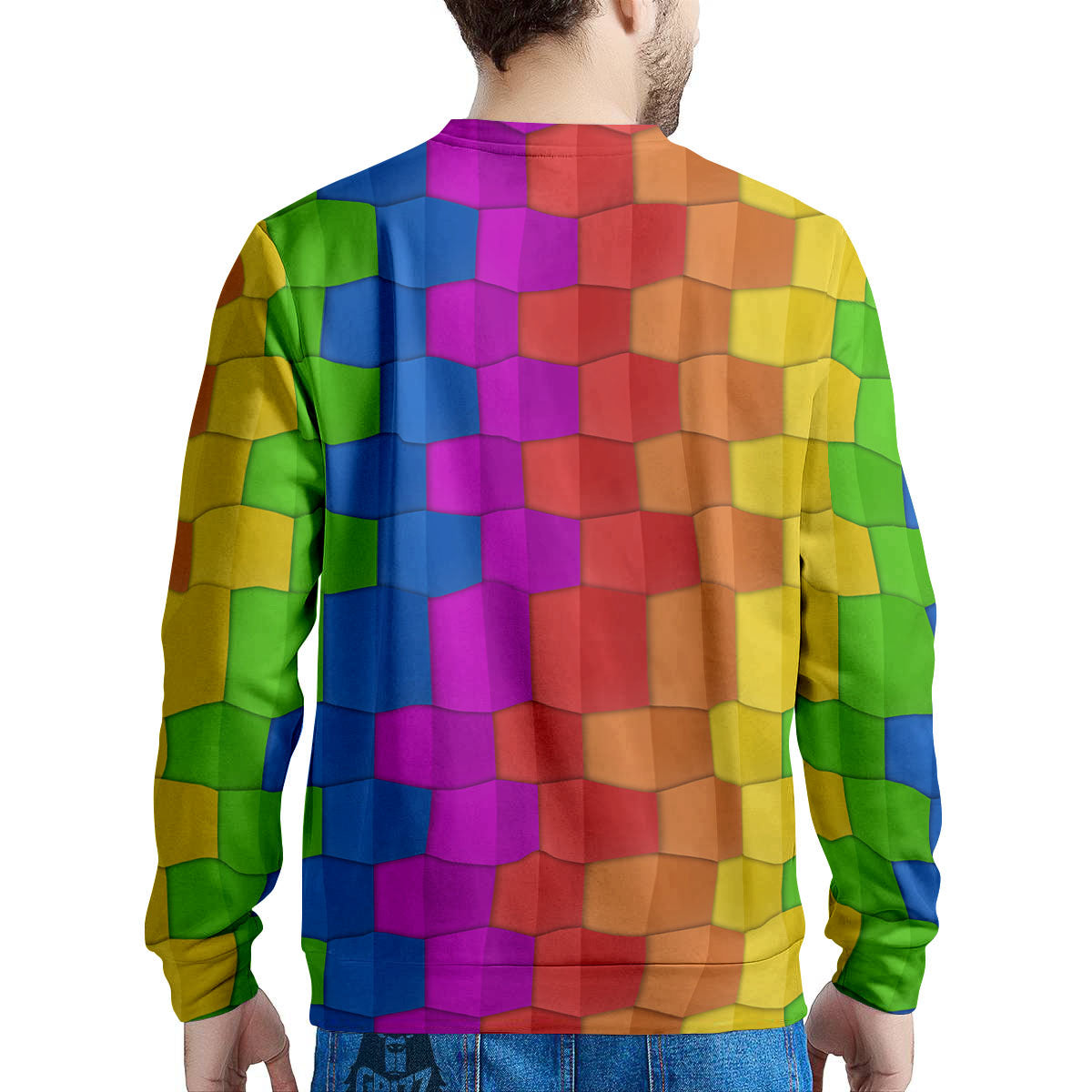 Cubes Rainbow Print Pattern Men's Sweatshirt-grizzshop