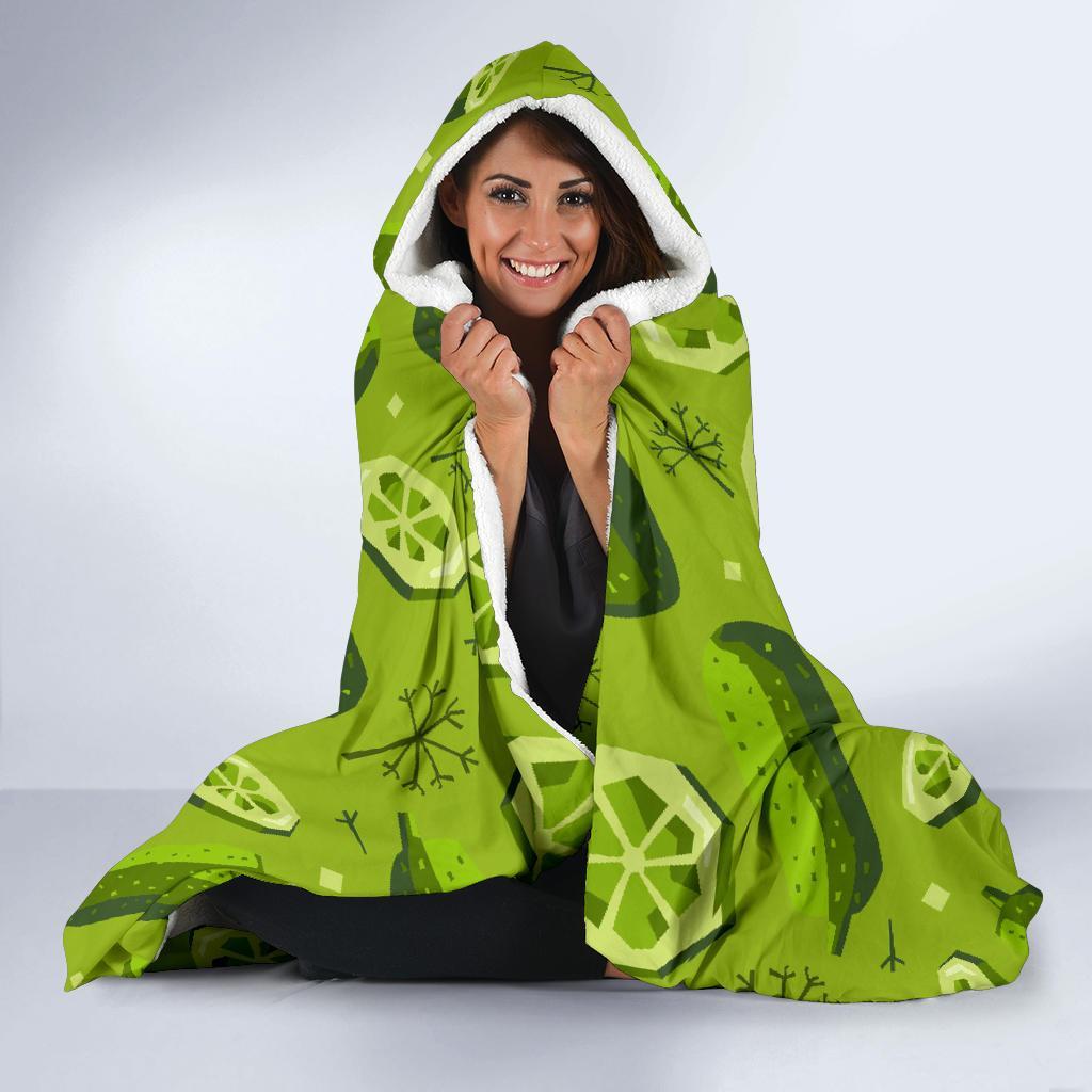 Cucumber Pickle Pattern Print Hooded Blanket-grizzshop