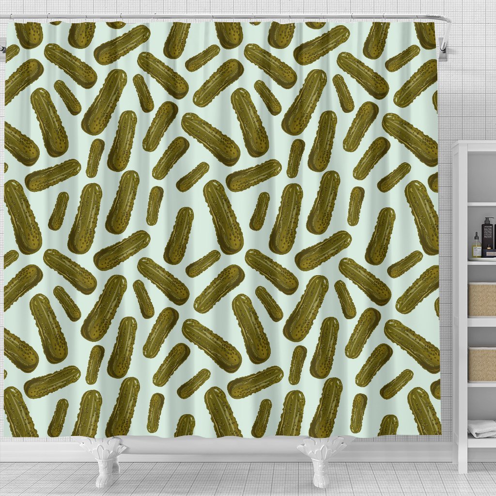 Cucumber Pickle Print Pattern Bathroom Shower Curtain-grizzshop