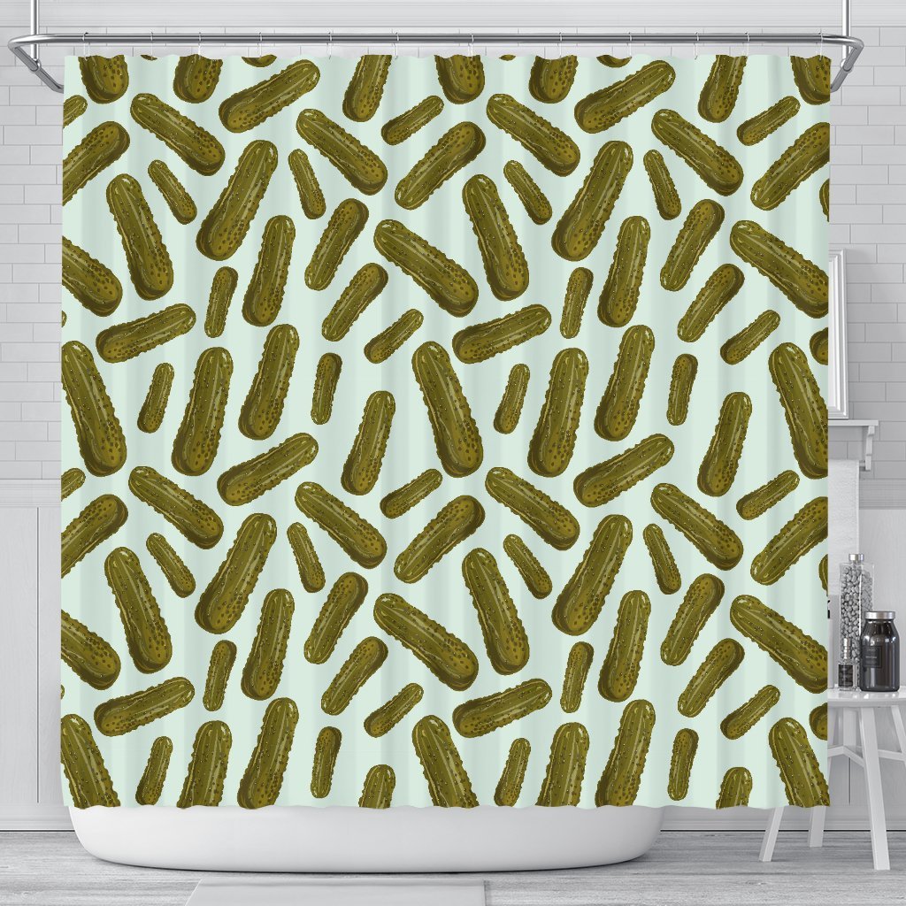 Cucumber Pickle Print Pattern Bathroom Shower Curtain-grizzshop