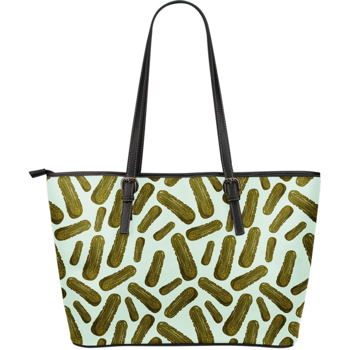 Cucumber Pickle Print Pattern Leather Tote Bag-grizzshop