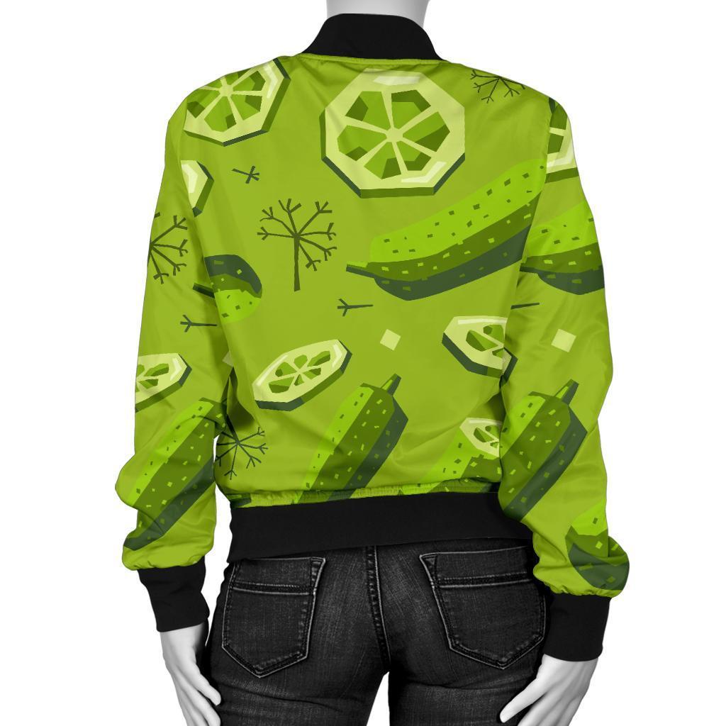 Cucumber Pickle Pattern Print Women Casual Bomber Jacket-grizzshop