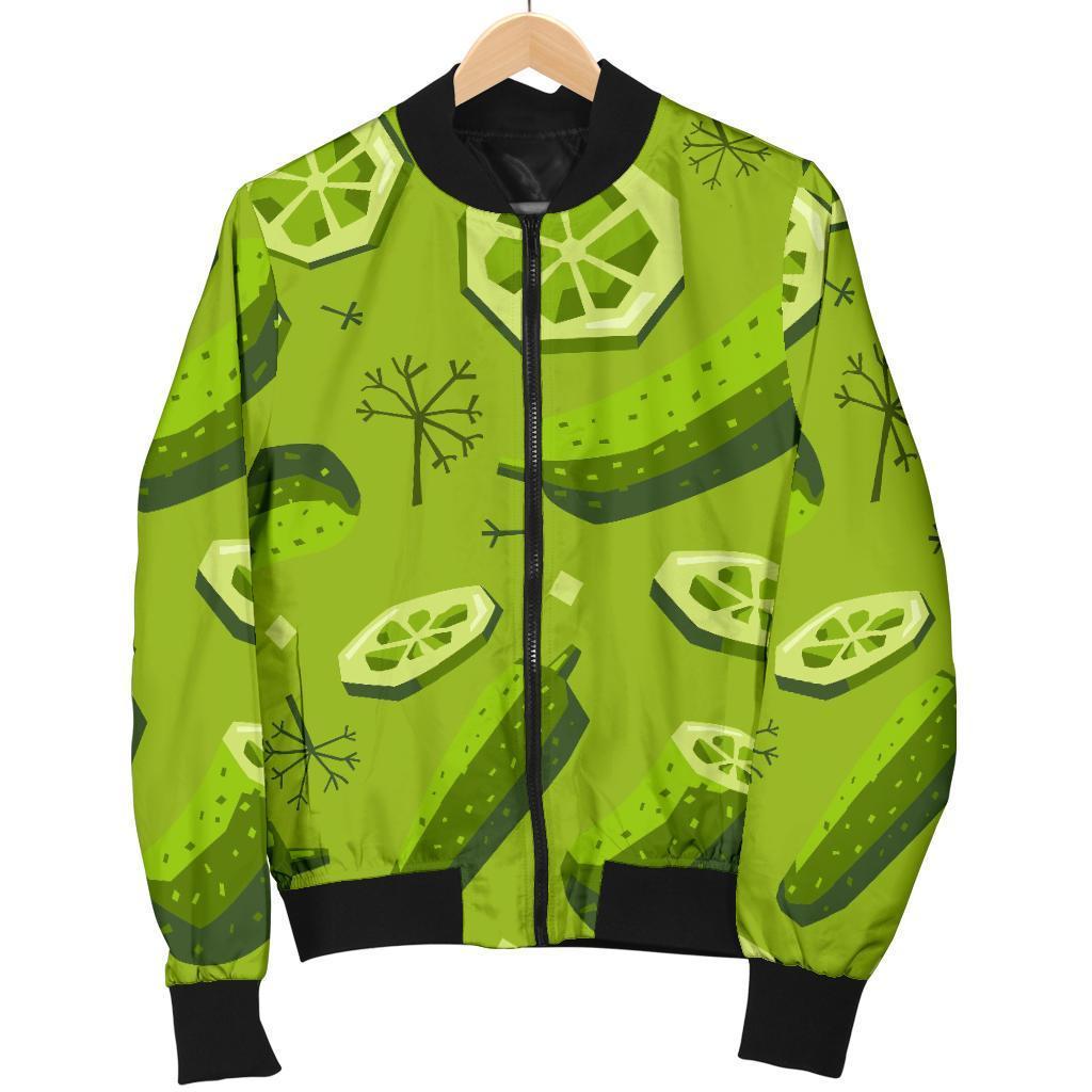Cucumber Pickle Pattern Print Women Casual Bomber Jacket-grizzshop