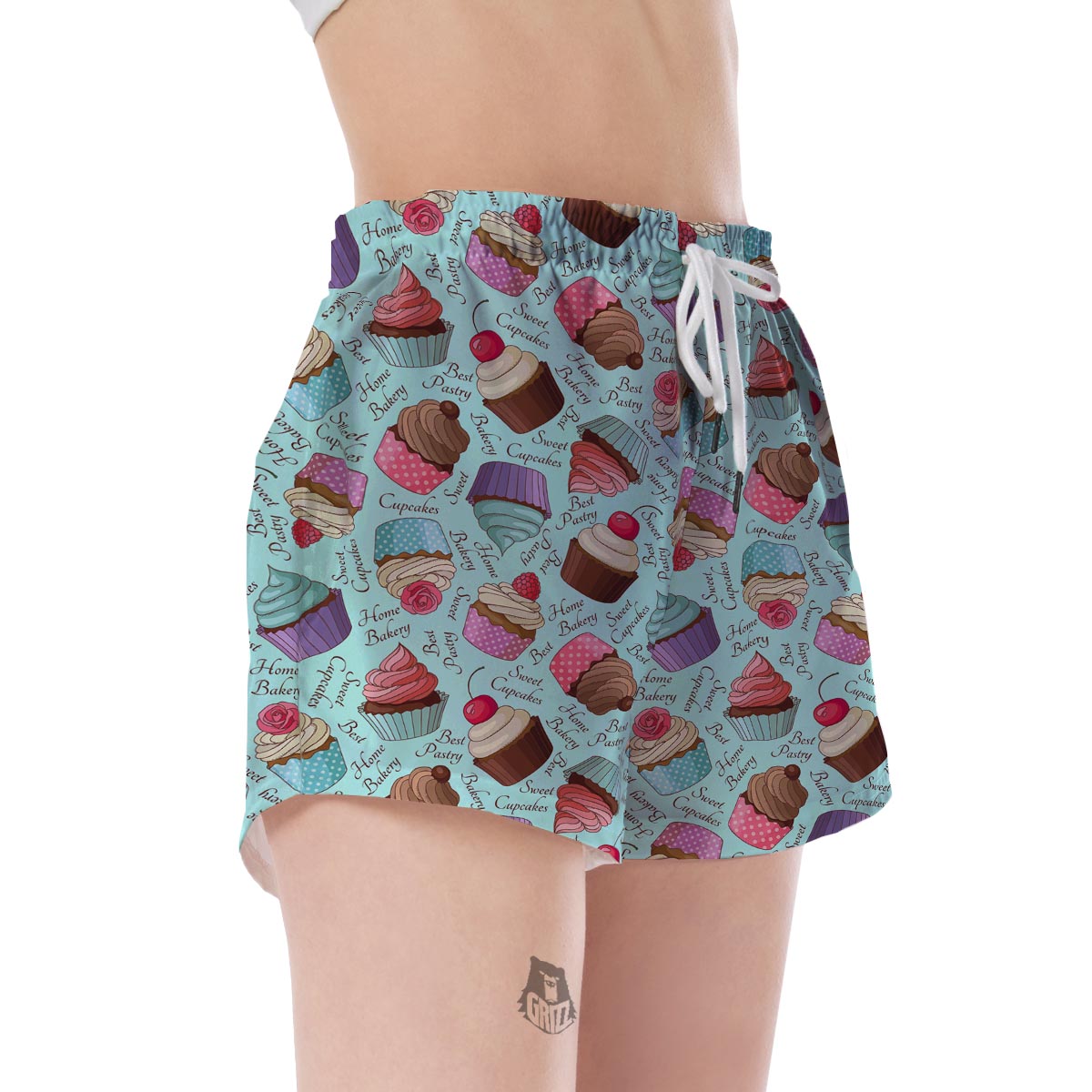Cupcake Blue Pattern Print Women's Shorts-grizzshop