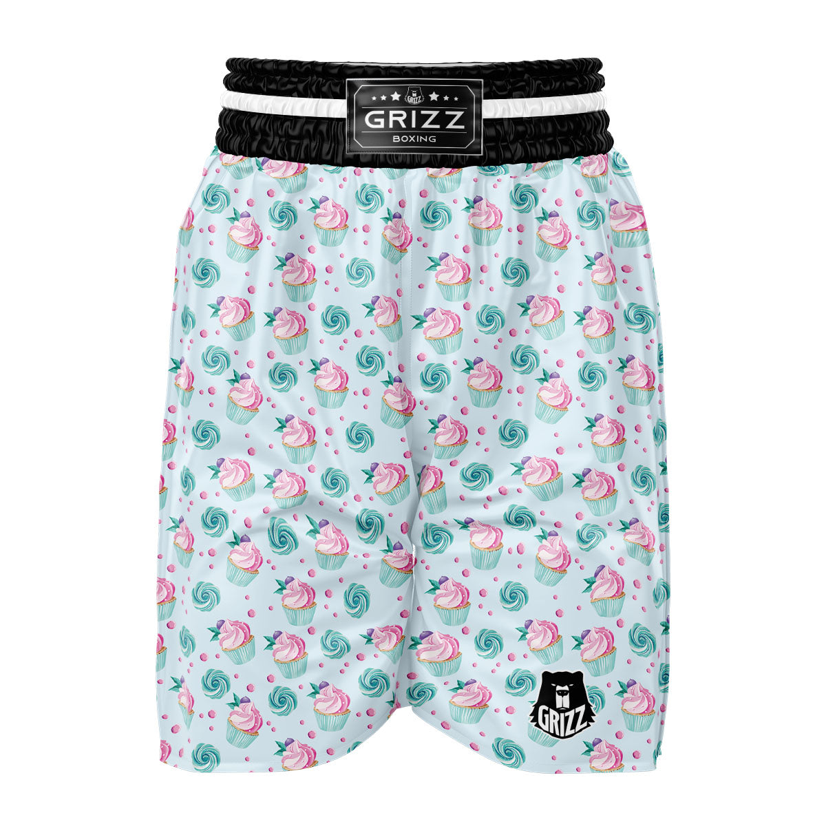 Cupcake Cartoon Print Pattern Boxing Shorts-grizzshop