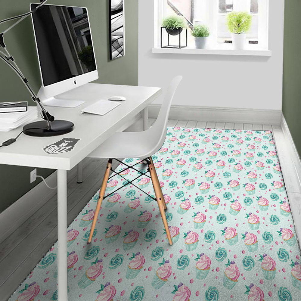 Cupcake Cartoon Print Pattern Floor Mat-grizzshop