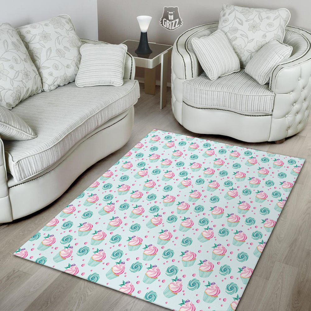 Cupcake Cartoon Print Pattern Floor Mat-grizzshop