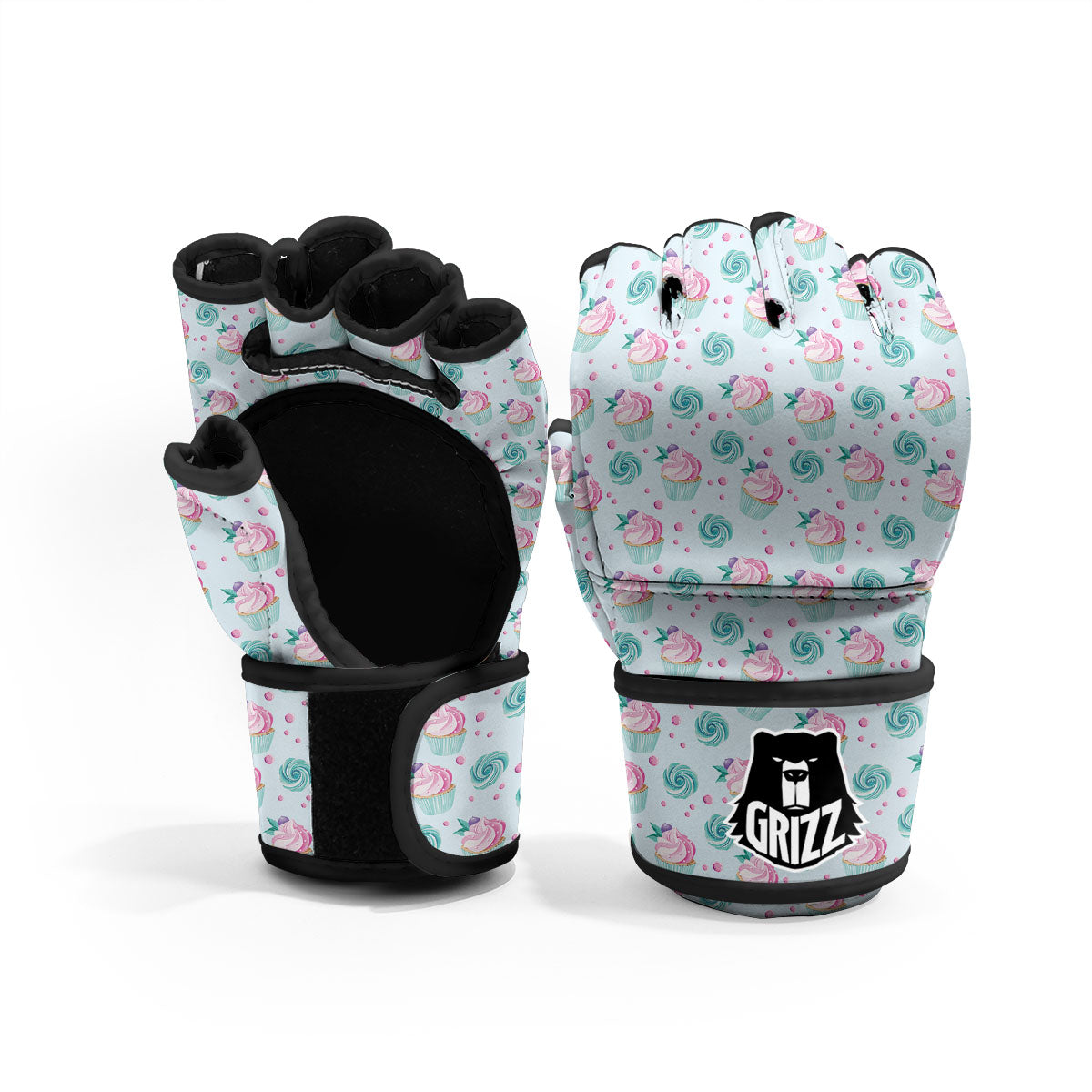 Cupcake Cartoon Print Pattern MMA Gloves-grizzshop