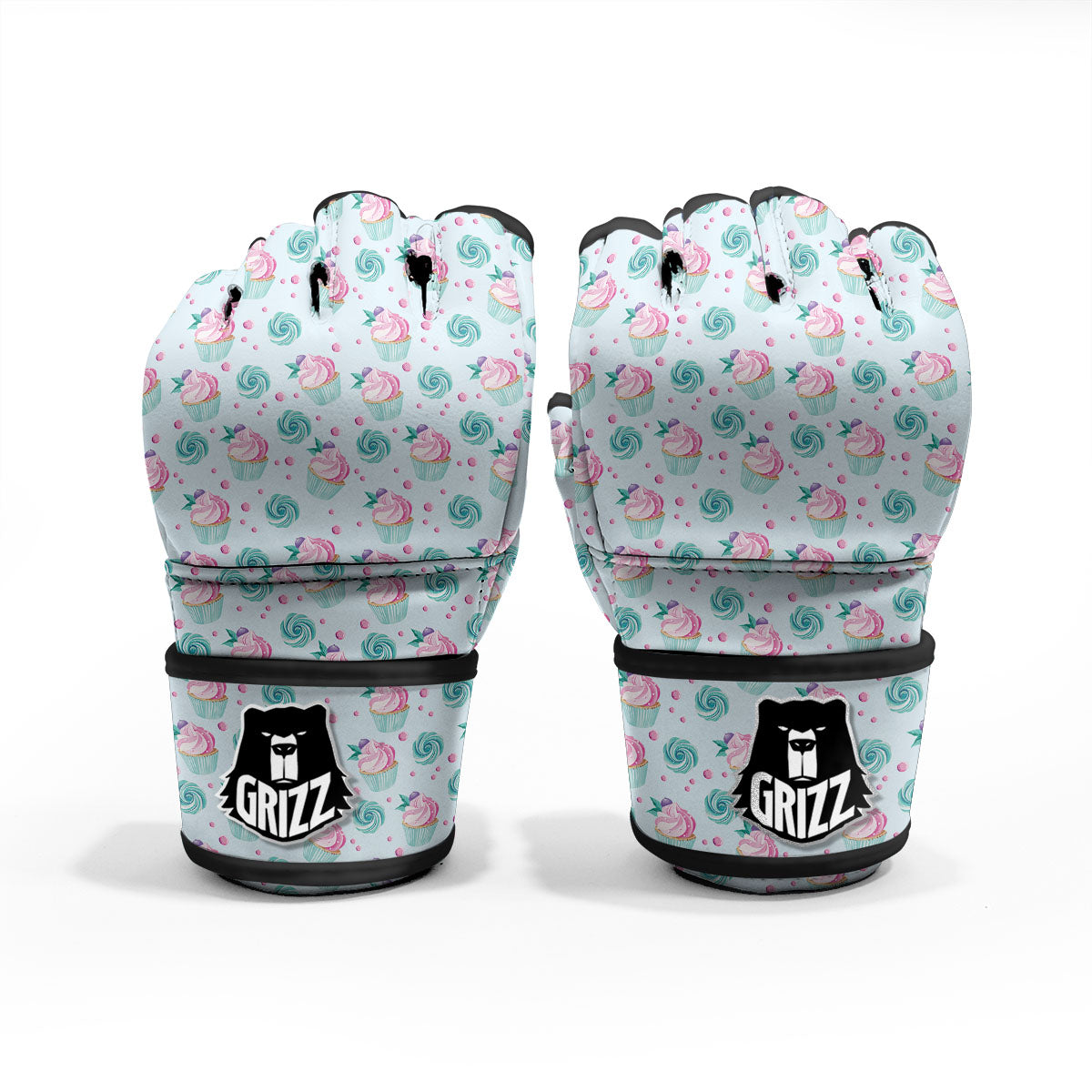 Cupcake Cartoon Print Pattern MMA Gloves-grizzshop