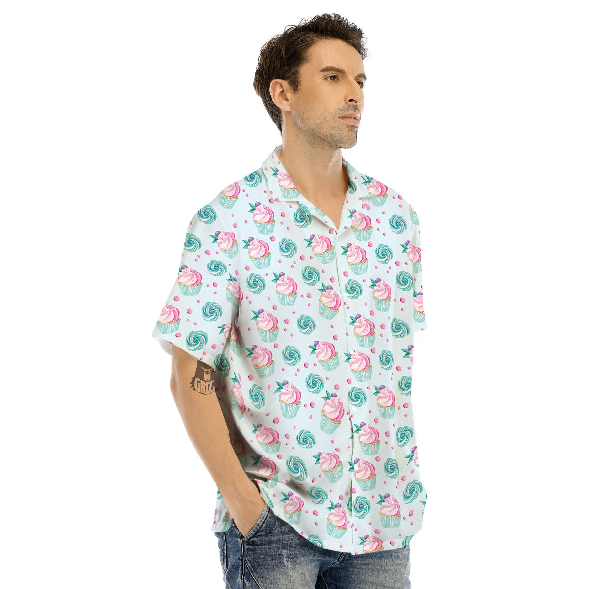 Cupcake Cartoon Print Pattern Men's Hawaiian Shirt-grizzshop