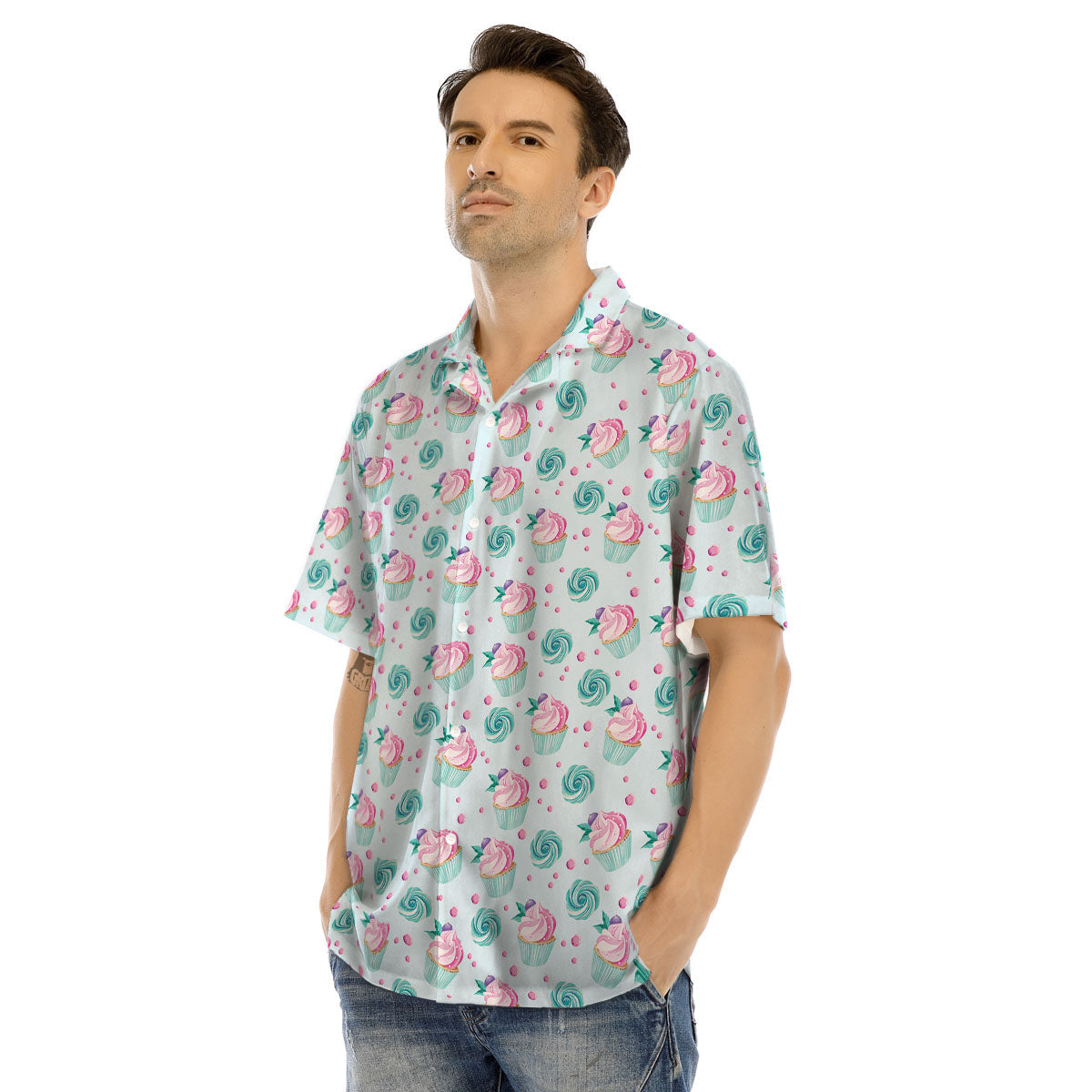 Cupcake Cartoon Print Pattern Men's Hawaiian Shirt-grizzshop