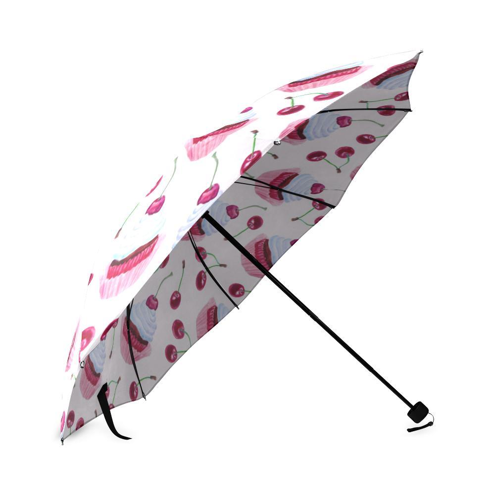 Cupcake Cherry Pattern Print Foldable Umbrella-grizzshop