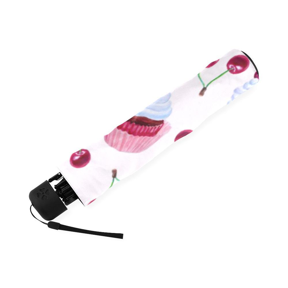 Cupcake Cherry Pattern Print Foldable Umbrella-grizzshop