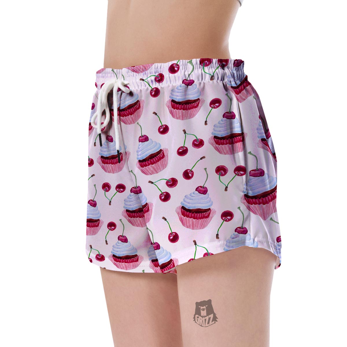 Cupcake Cherry Pattern Print Women's Shorts-grizzshop
