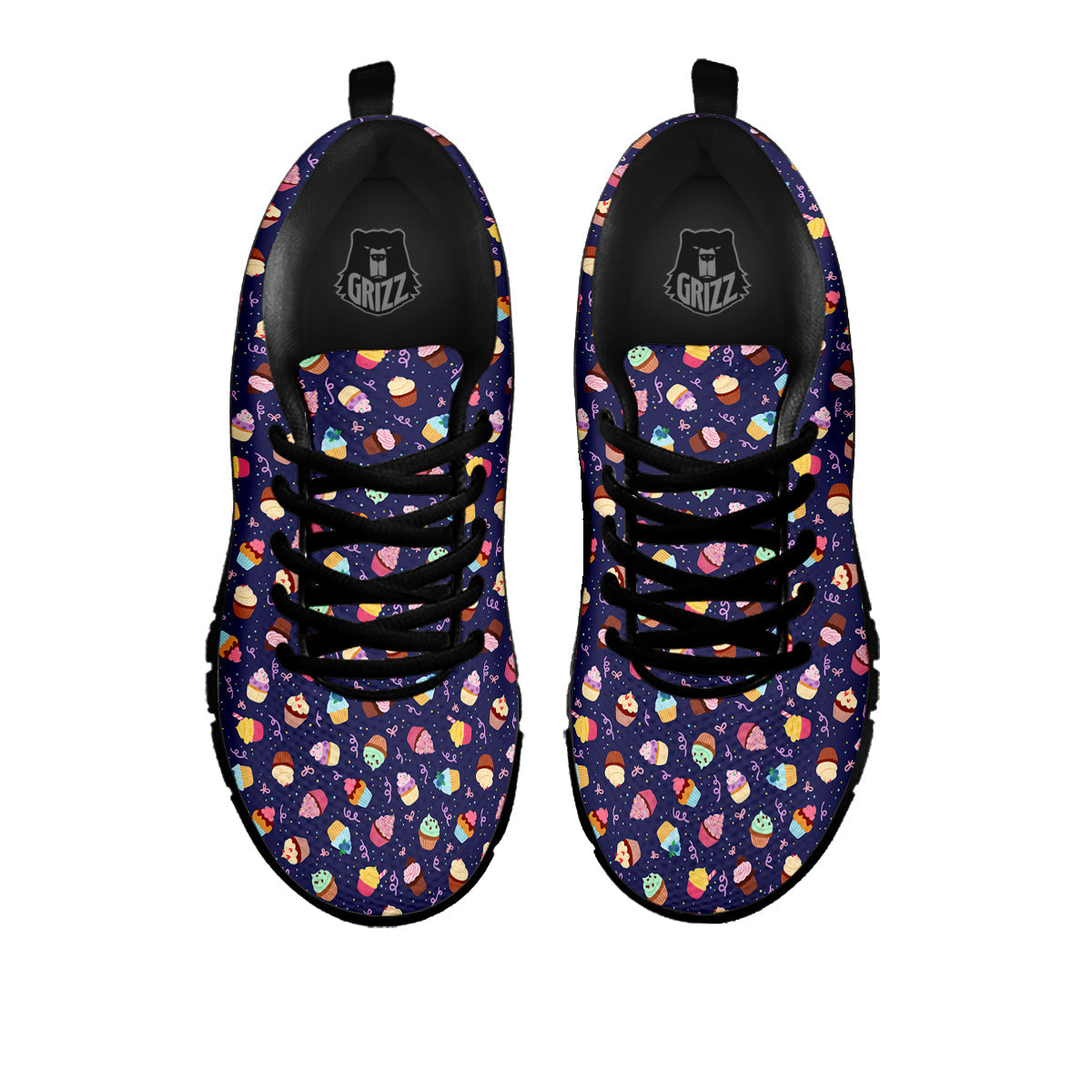 Cupcake Cute Print Pattern Black Sneaker-grizzshop