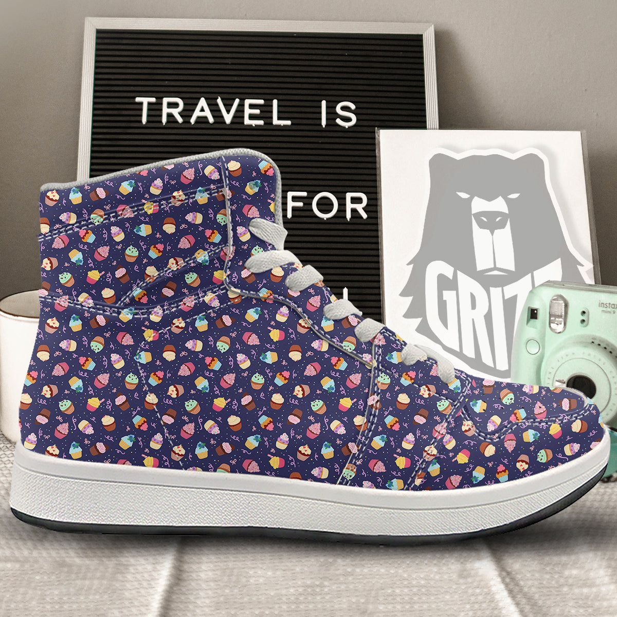 Cupcake Cute Print Pattern High Top Sneakers-grizzshop