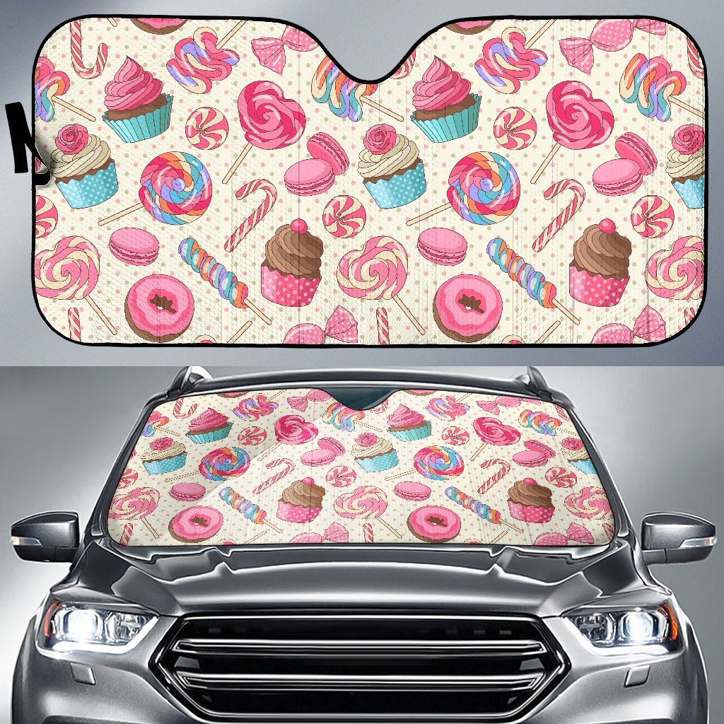 Cupcake Dessert Pattern Print Car Sun Shade-grizzshop