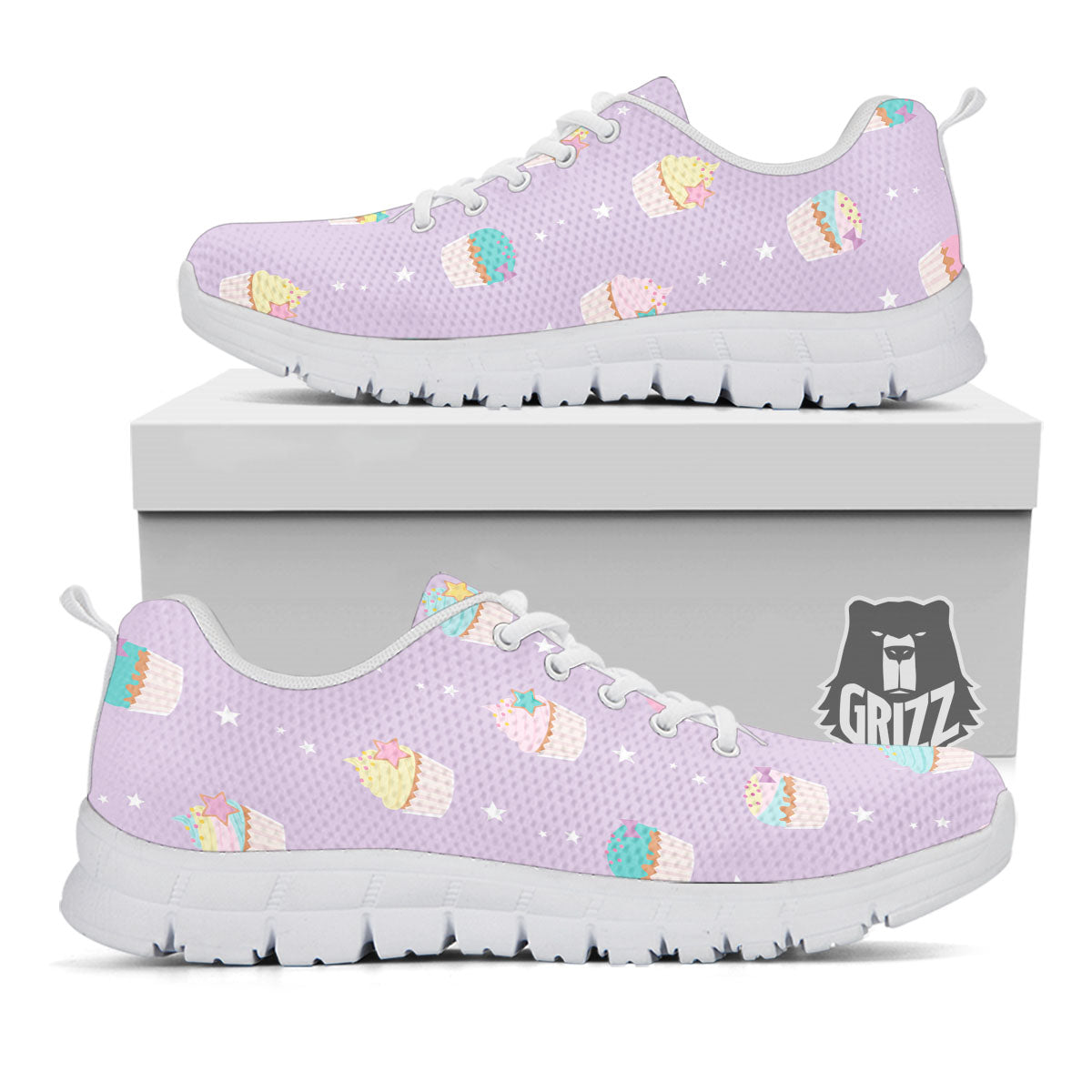 Cupcake Pastel Print Pattern White Sneaker-grizzshop