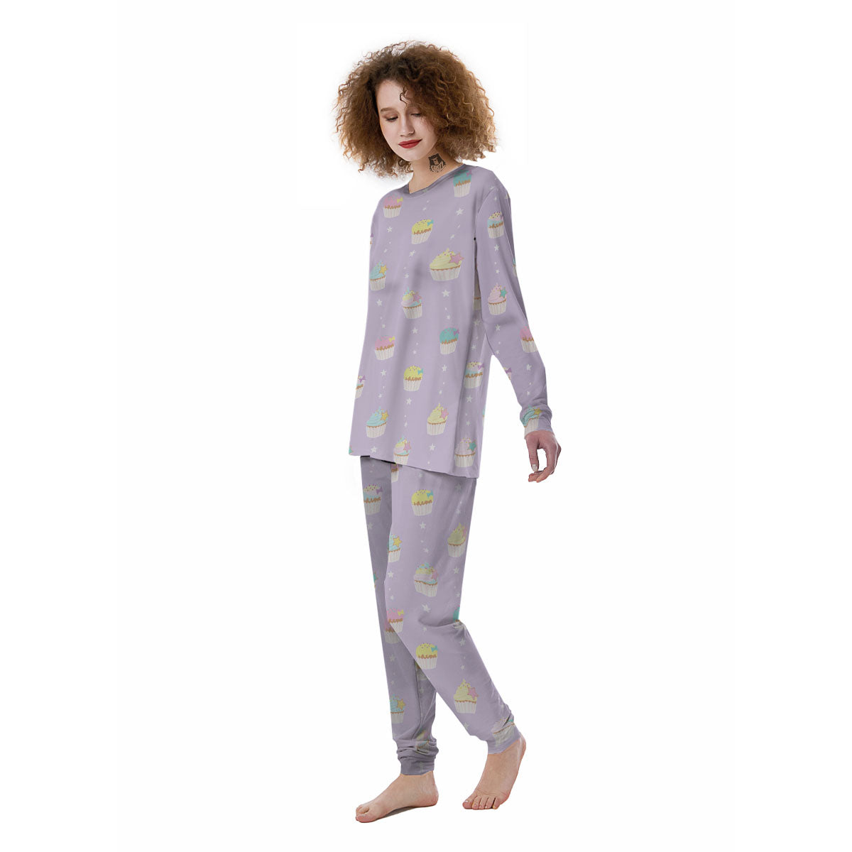 Cupcake Pastel Print Pattern Women's Pajamas-grizzshop