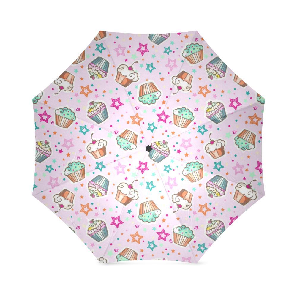 Cupcake Pattern Print Foldable Umbrella-grizzshop
