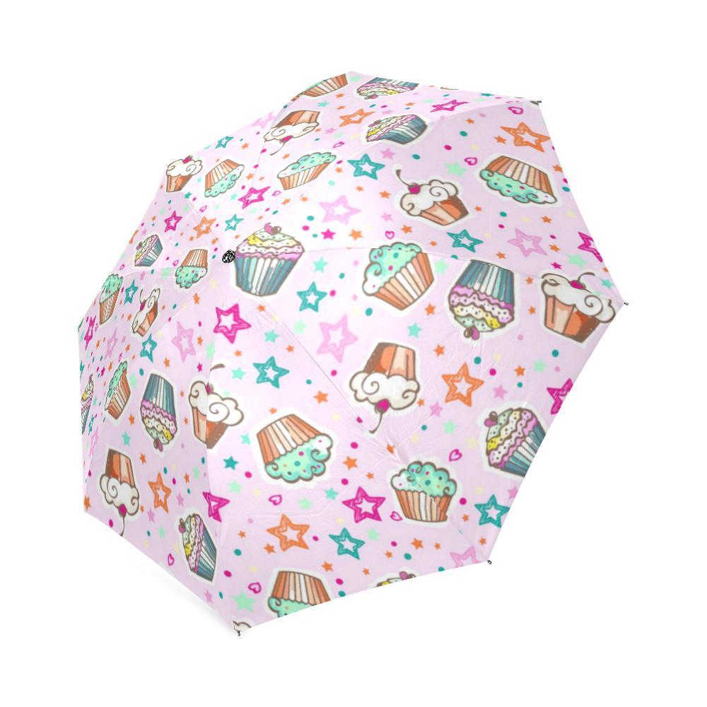 Cupcake Pattern Print Foldable Umbrella-grizzshop