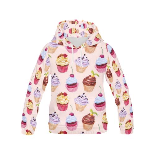 Cupcake Pink Pattern Print Women Pullover Hoodie-grizzshop