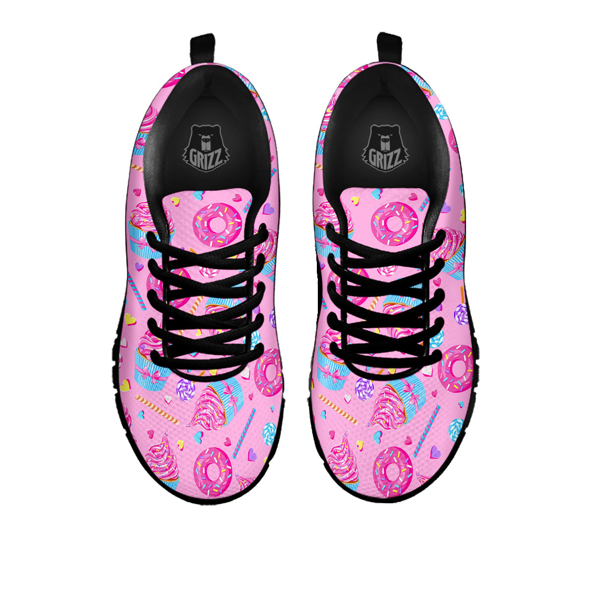Cupcake Pink Print Pattern Black Sneaker-grizzshop