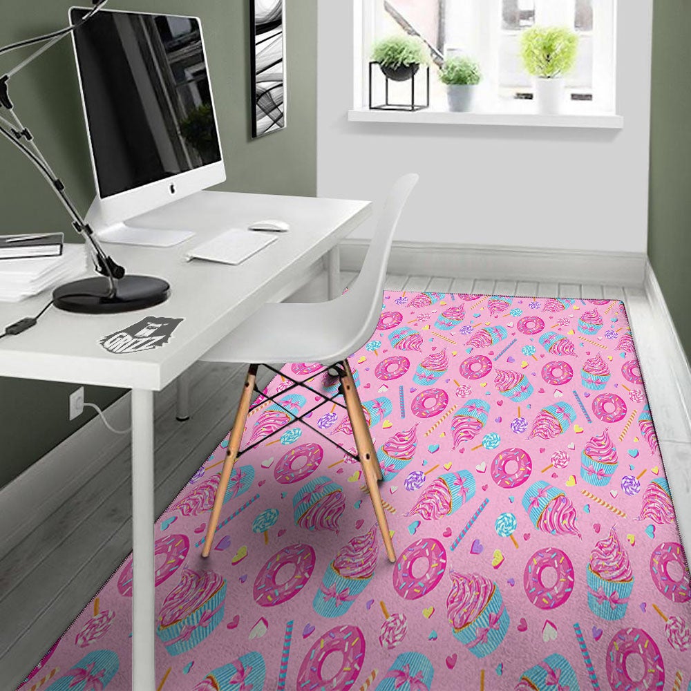 Cupcake Pink Print Pattern Floor Mat-grizzshop