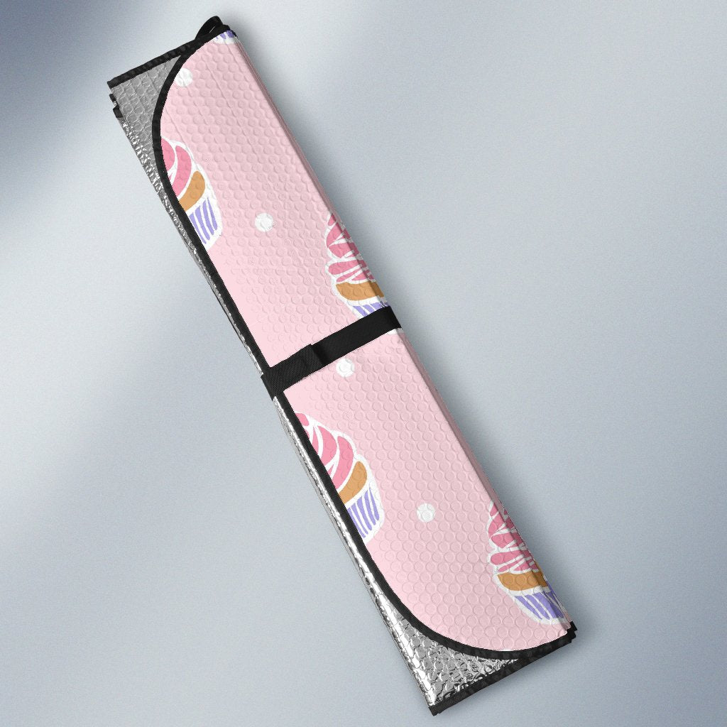 Cupcake Polka Dot Pattern Print Car Sun Shade-grizzshop