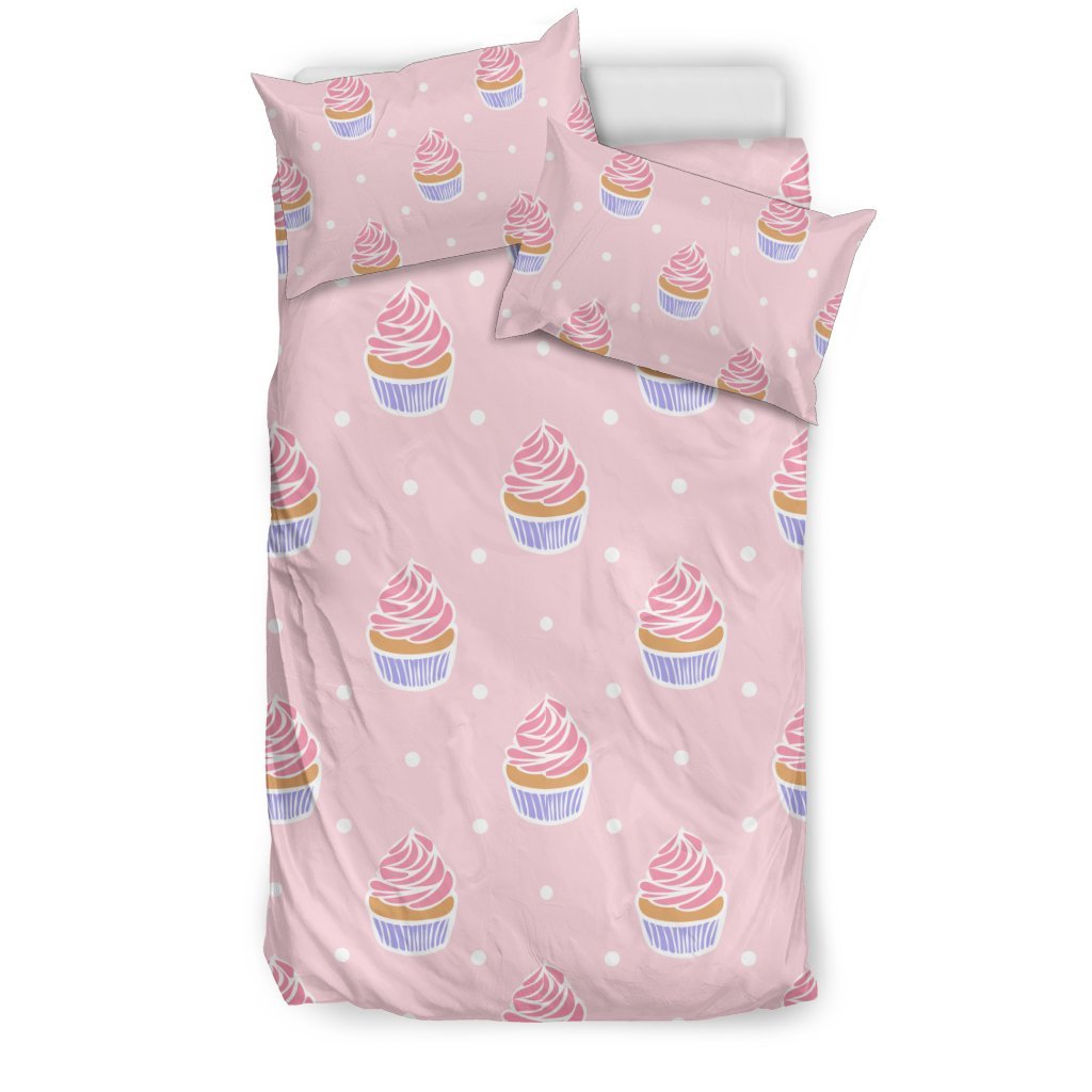 Cupcake Polka Dot Pattern Print Duvet Cover Bedding Set-grizzshop
