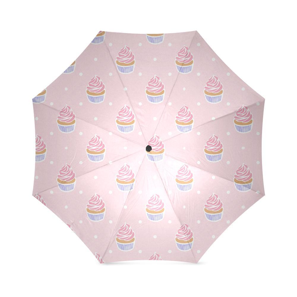 Cupcake Polka Dot Pattern Print Foldable Umbrella-grizzshop