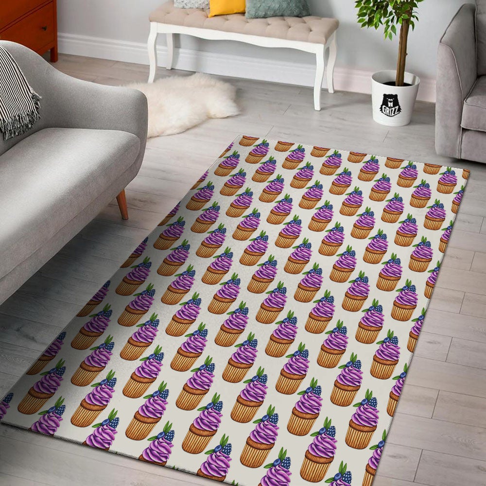 Cupcake Purple Print Pattern Floor Mat-grizzshop