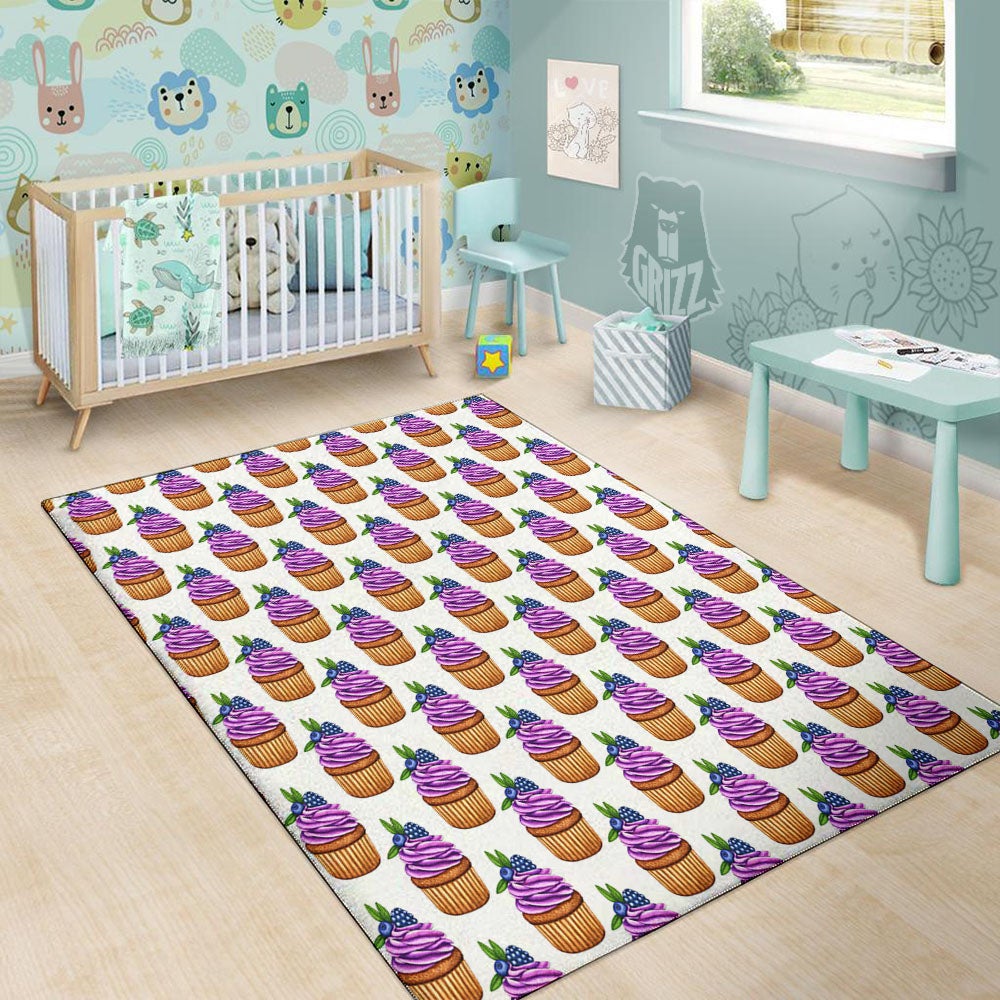 Cupcake Purple Print Pattern Floor Mat-grizzshop
