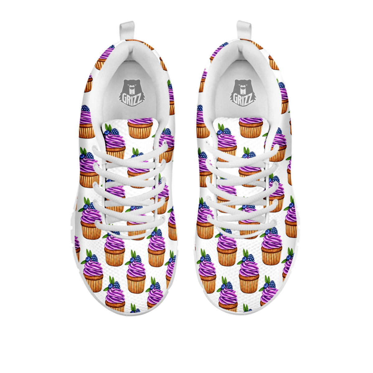 Cupcake Purple Print Pattern White Sneaker-grizzshop