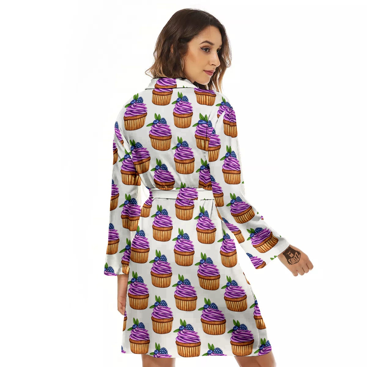 Cupcake Purple Print Pattern Women's Robe-grizzshop