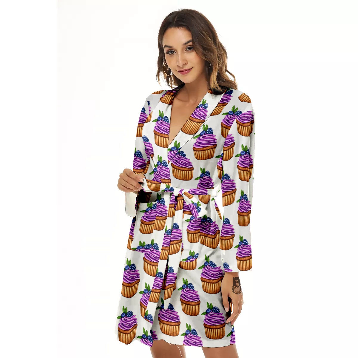 Cupcake Purple Print Pattern Women's Robe-grizzshop
