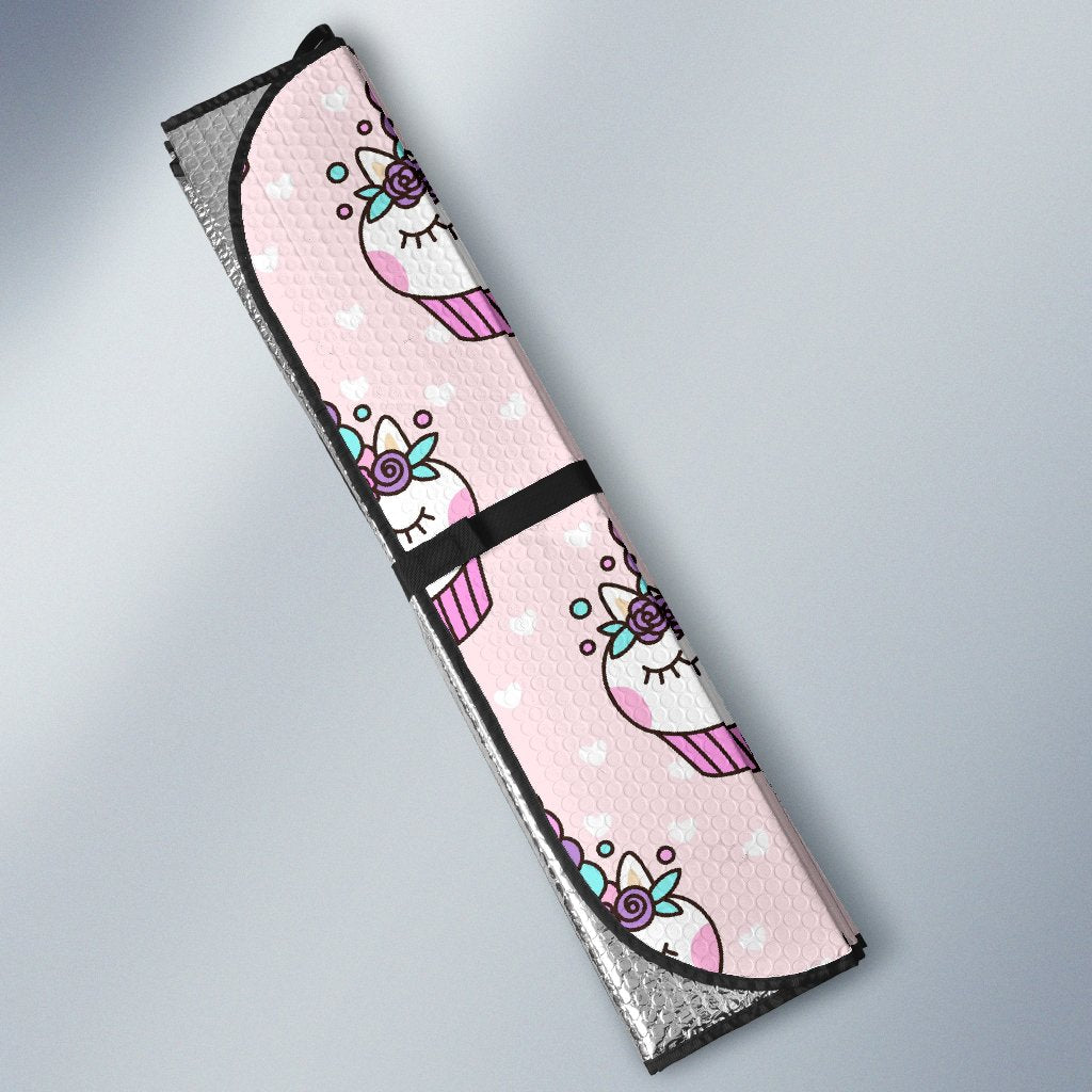 Cupcake Unicorn Pattern Print Car Sun Shade-grizzshop