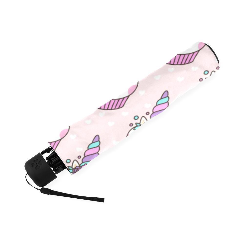 Cupcake Unicorn Pattern Print Foldable Umbrella-grizzshop