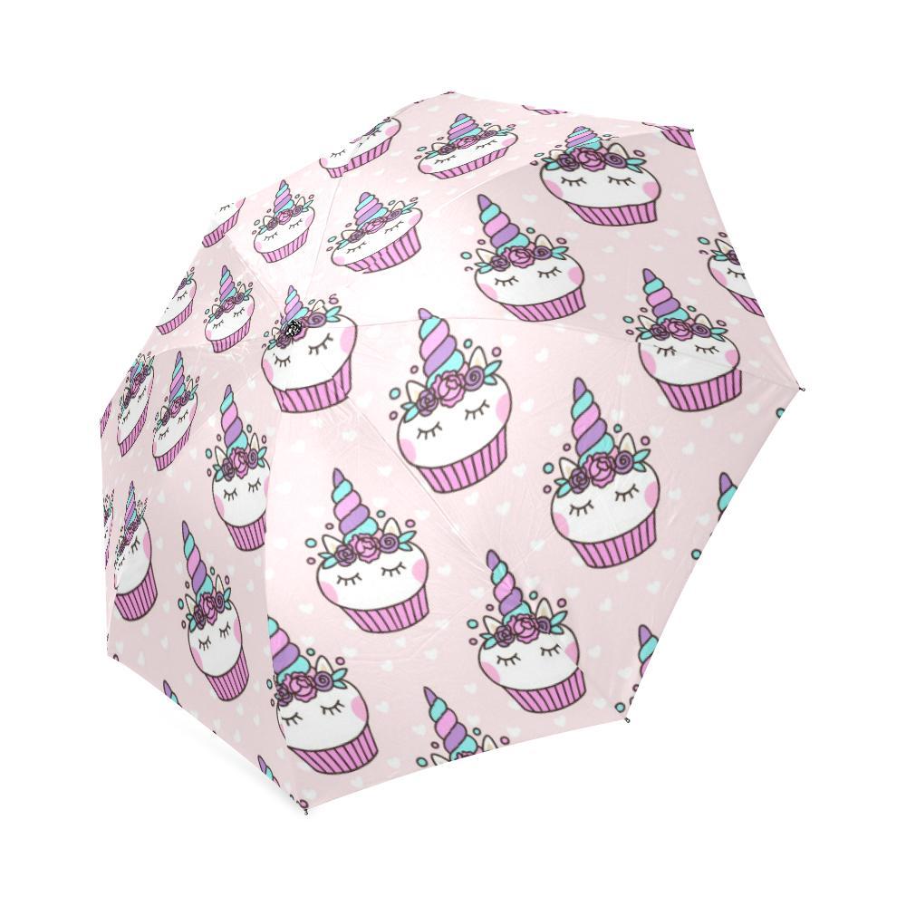 Cupcake Unicorn Pattern Print Foldable Umbrella-grizzshop
