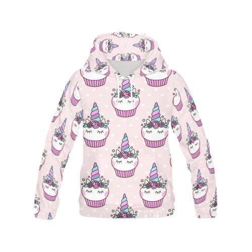 Cupcake Unicorn Pattern Print Women Pullover Hoodie-grizzshop