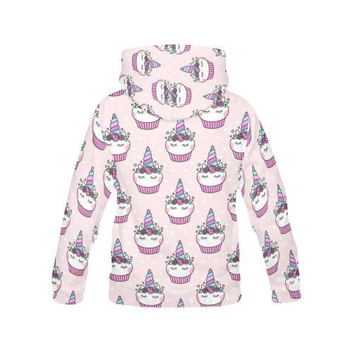 Cupcake Unicorn Pattern Print Women Pullover Hoodie-grizzshop